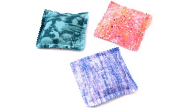 colorful machine sewn fabric sachets